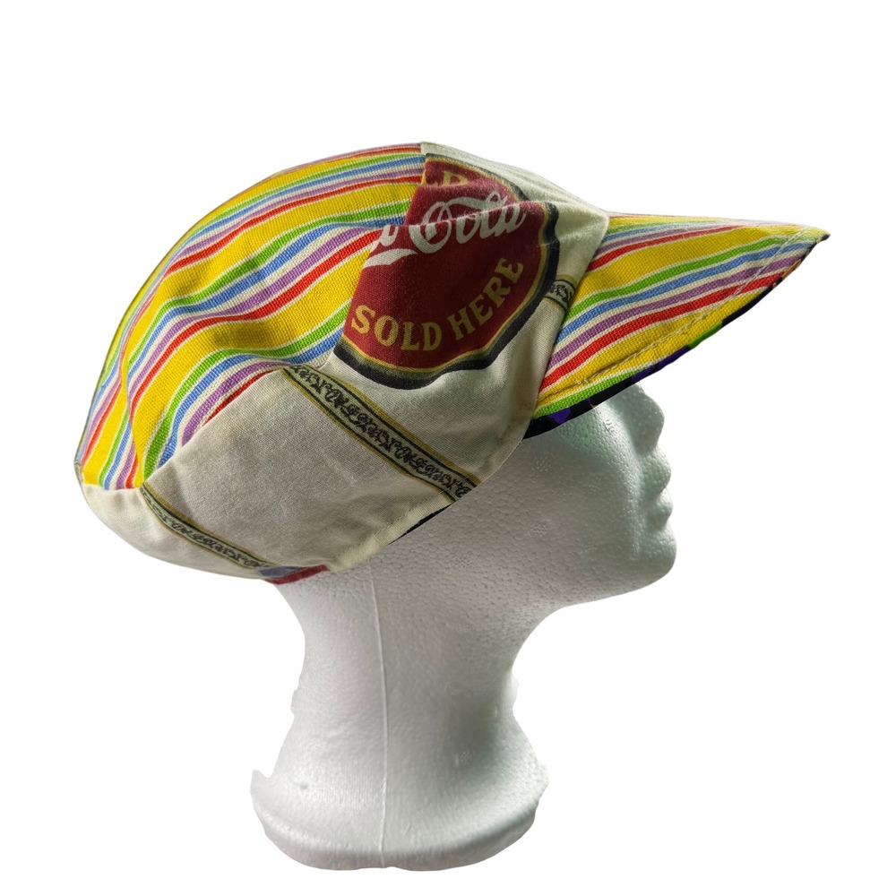 Coca-Cola Retro 80s Rainbow Neon Reversible Unisex Cycling Cap Hat Festival